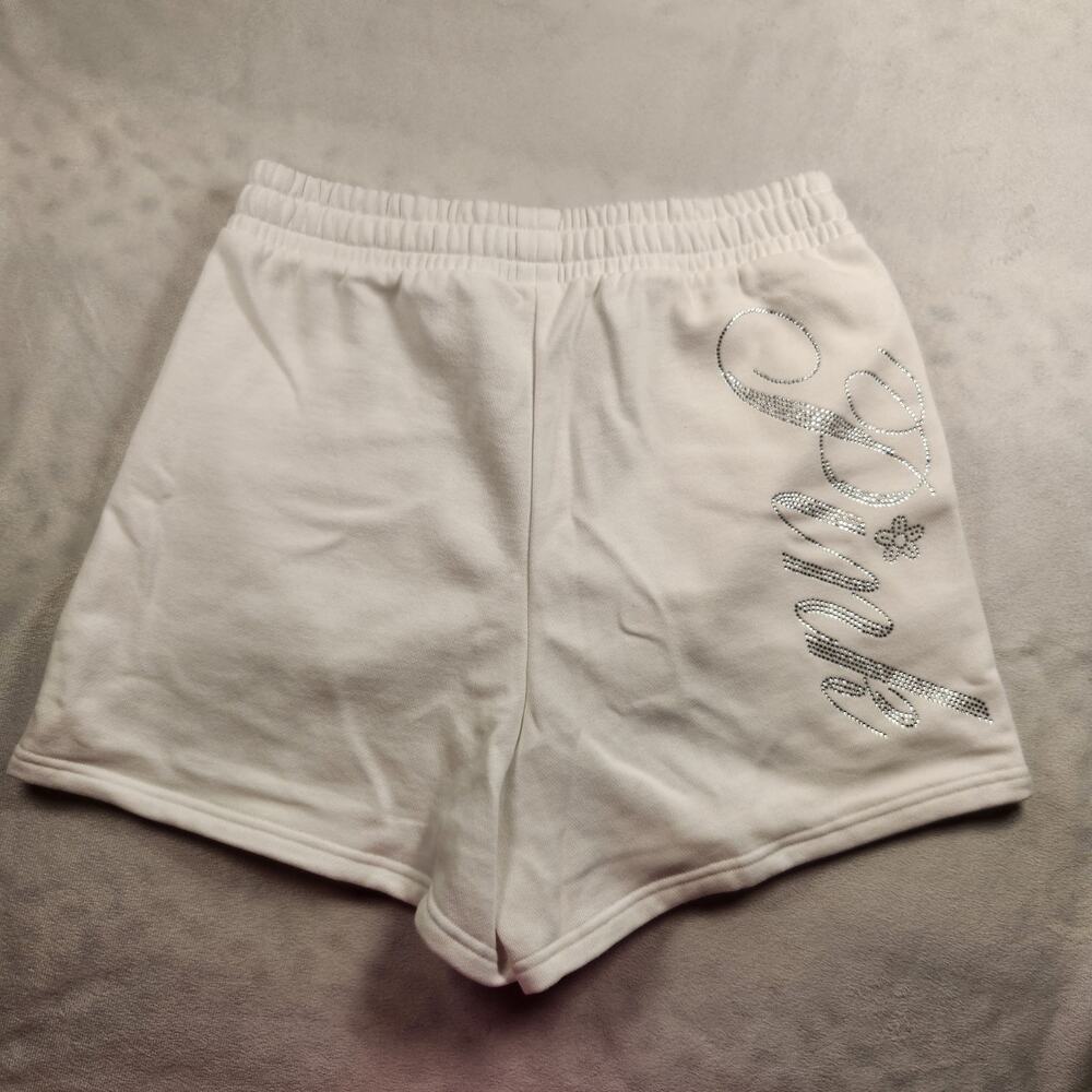 Victoria's Secret PINK Everyday Glam White Bling Campus Fleece Shorts - Medium